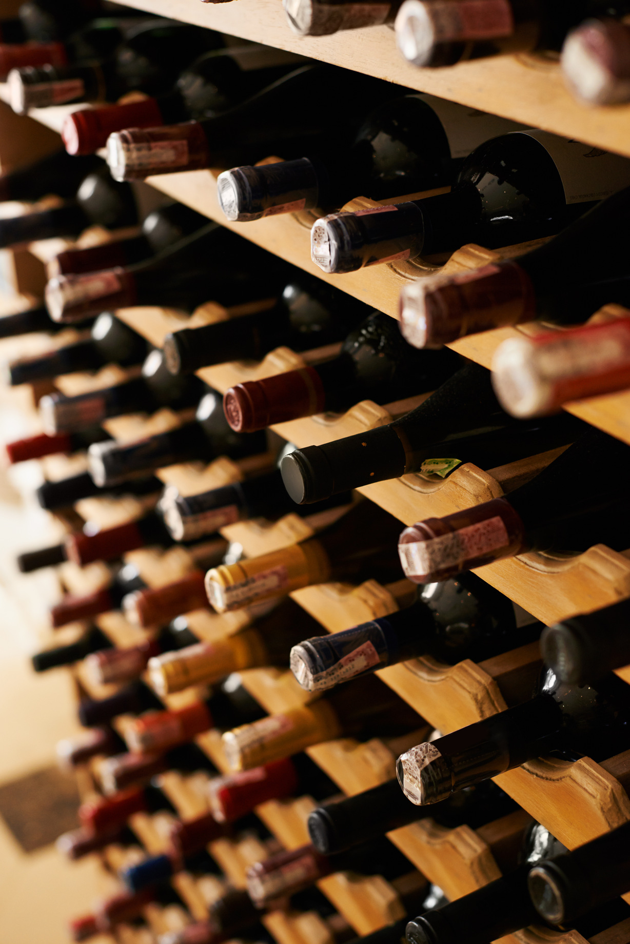 A feast for the pallet. A collection of wine bottles in a cellar